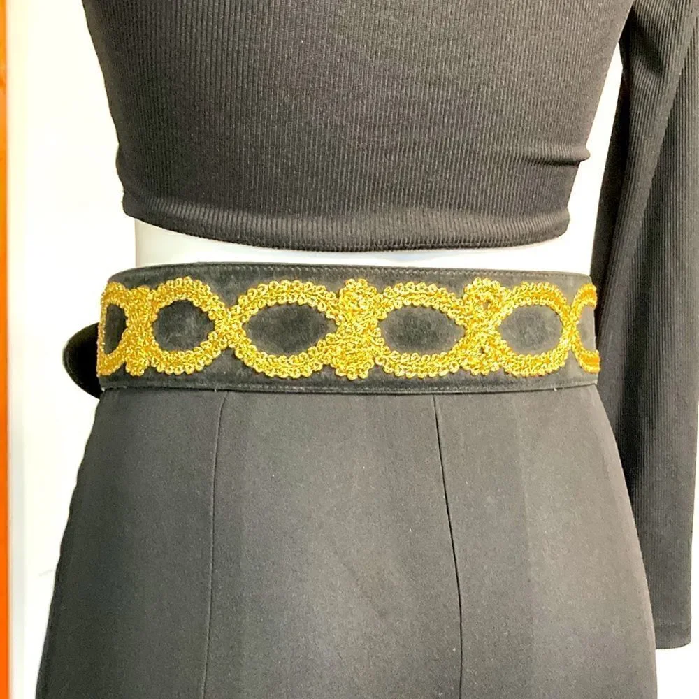 Vintage  genuine suede leather belt